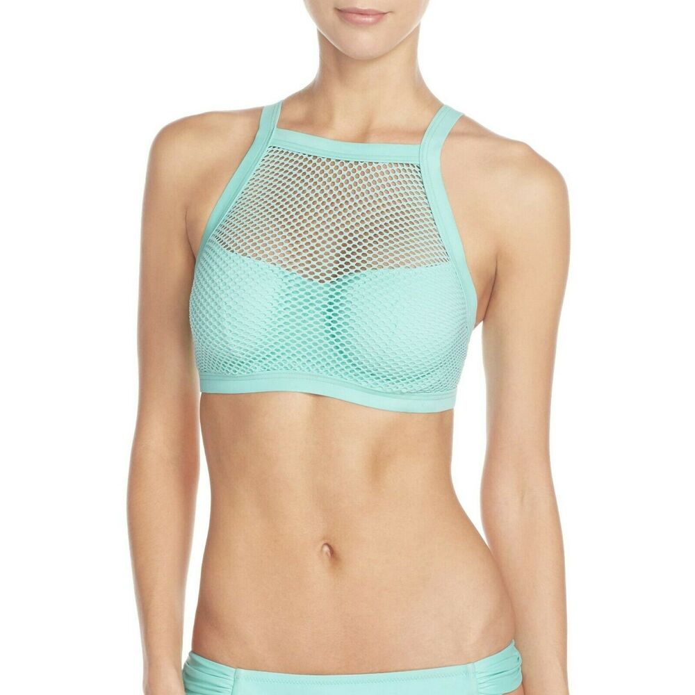 PROFILE BLUSH Gottex Caught in the Net high neck underwire bikini top Sz S D Cup - Picture 2 of 8
